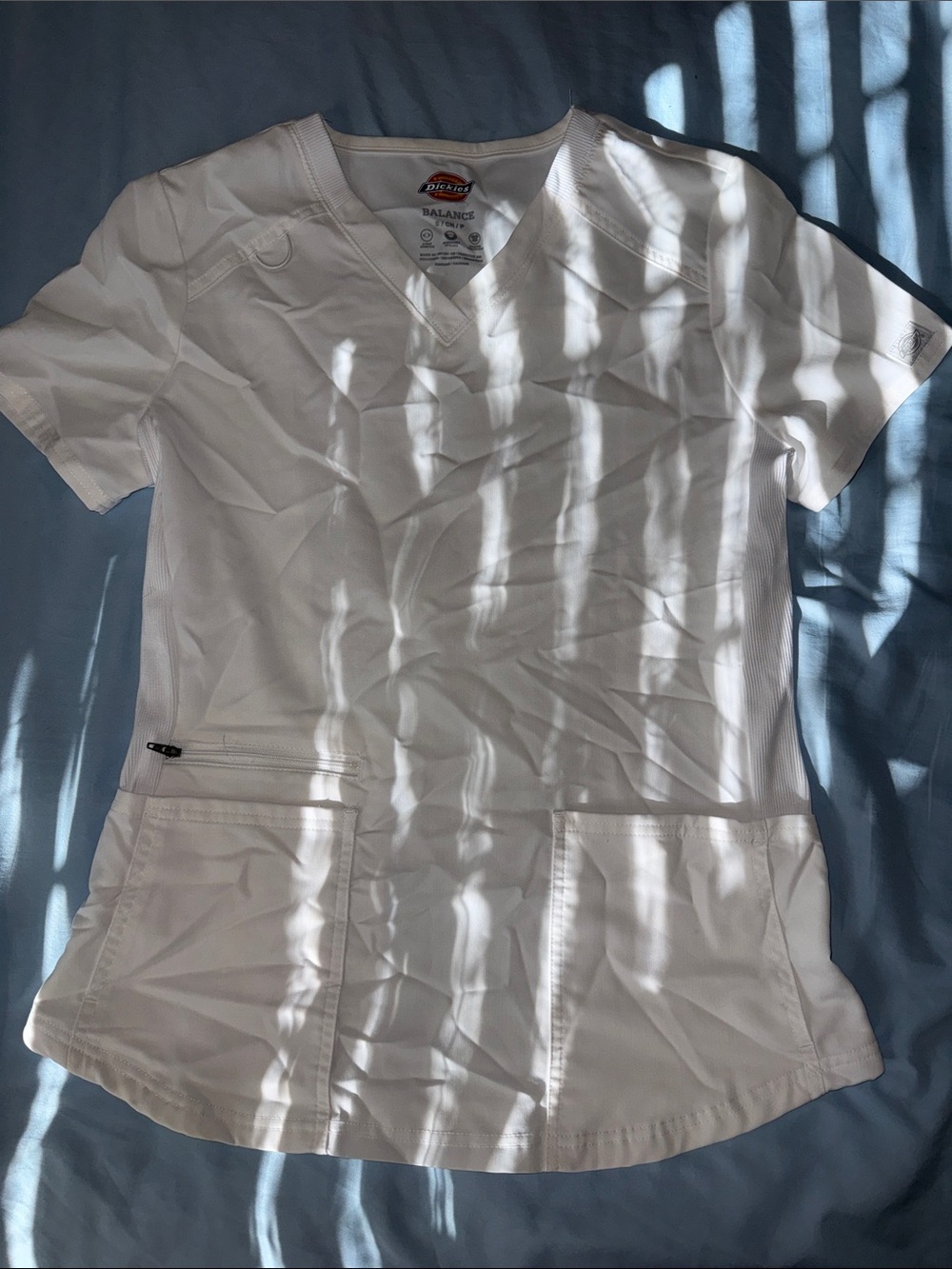 Dickies White Men’s V-Neck Short Sleeve Scrub Top